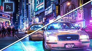 ЦВЕТОКОРРЕКЦИЯ в стиле CYBERPUNK в фотошопе за 5 минут! - туториал