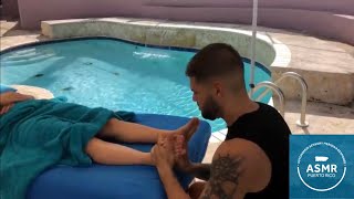 ASMR Puerto Rico: Relaxing Feet Massage to a Lady at a Pool | ASMR Massage