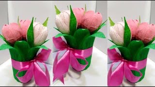 Подарочный Букет из Конфет на 8 МАРТА Своими руками.Поделки цветы из конфет на 14 февраля идеи.DIY.