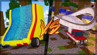 CARRO DE MONTANHA RUSSA VS CARRO DE TOBOÁGUA no MINECRAFT