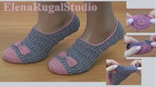 Стильные и удобные следки крючком. Урок 280