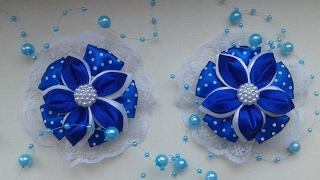 Резиночки из атласной ленты и кружева. Канзаши. Мастер класс. DIY Kanzashi