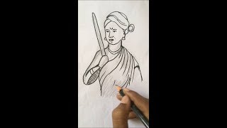 How to draw Jhansi Rani Lakshmi Bai step by step   How to Draw Jhansi Lakshmi bai Drawing for Kids