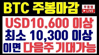 비트코인 주봉 마감 USD10,600 이상이면 좋다 하지만 USD10,300 정도만 되어도 다음주 기대 가능하다~!! 차트분석, 암호화폐, 가상화폐 전망, 이더리움, 리플코인