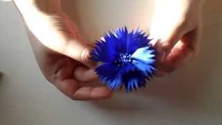Большой Василек из атласной ленты / D.I.Y Large Cornflower of satin ribbons