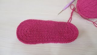 Как вязать подошву для тапочек. How to knit a sole for slippers.