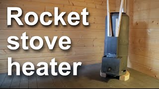 Rocket stove heater for a workshop or a room
