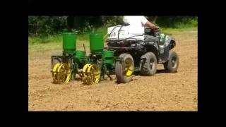 Planting corn food plot with Antique John Deere 2 row planter