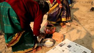 First steps of making pongal