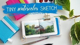 Mini watercolor sketchbook 5*5 cm | Рисуем малюсенький скетч акварелью