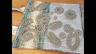 Винтажная сумка с элементами Ирландского кружева, Лен и Alize Diva batik ????? ? ?? ? ? ?