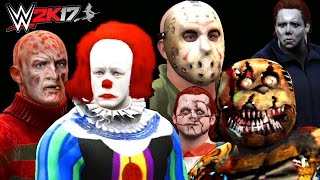 Jason vs Freddy Krueger vs Nightmare Freddy vs Michael Myers vs Chucky vs Pennywise | WWE 2K17