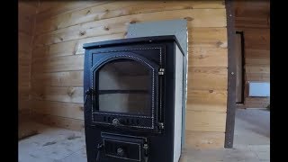 Установка печи-камина Везувий ПК-01 с дымоходом.