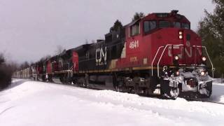 CN Empty Potash Extra Train 594 at Boundary Creek, NB (Feb 18, 2017)