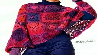 ОРИГИНАЛЬНОЕ ПОНЧО ИЗ БАБУШКИНЫХ КВАДРАТОВ.