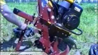Работа мотоблока Каскад с фрезой