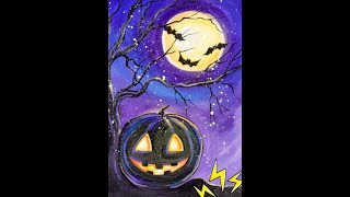 Страшная тыква на Хеллоуин. Рисунок на HALLOWEEN.//Halloween drawing.