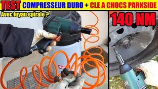 lidl clé à chocs pneumatique parkside + compresseur aldi duro test retirer roue de voiture écrou