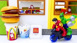 Avengers Iron Man, Hulk McDonald Drive Through - Toys Play Time