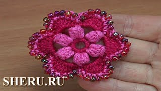 Цветок с попкорном и бисером.