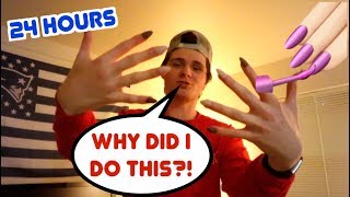 MAKING MY BOYFRIEND WEAR LONG NAILS FOR 24 HOURS! (PAINFUL)