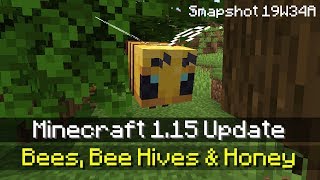 BEES, BEE NESTS & HOW TO TAME A BEE IN MINECRAFT 1.15 (Minecraft 1.15 News - Snapshot Update 19W34A)