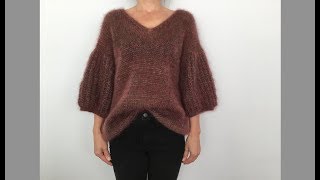 Модный мохеровый свитер. Пышная английская резинка по кругу. Simple knit sweater.