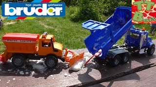 BRUDER Грузовик. Снегоуборочная Машина и Игорек с Богданом. Опыты для детей – Искусственный Снег