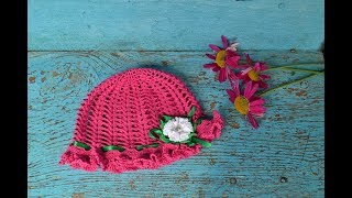 "Шляпка-панамка крючком.  Вяжем цветок" (Hat-panama crochet. Knit flower)