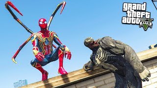 ЖЕЛЕЗНЫЙ ЧЕЛОВЕК ПАУК ПРОТИВ ВЕНОМА МСТИТЕЛИ В ГТА 5 МОДЫ! ОБЗОР МОДА GTA 5 видео игра для детей