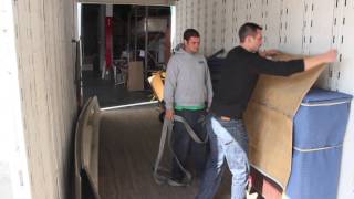 How to Strap off a load on a moving truck using E-track