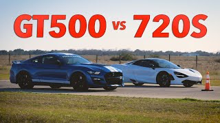 2020 GT500 vs McLaren 720S: Roll and Drag Race