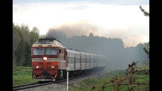 ТЭП70-0540 с поездом №305 Усинск - Сыктывкар. Сьёмка в трёх местах.