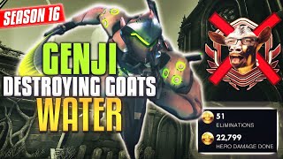 Insane Genji 'WATER' DESTROYING Goats 51 ELIMS [S16 TOP 500]