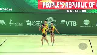 China 2 (CHN) - 2018 Aerobic Worlds, Guimaraes (POR) - Trio Qualifications