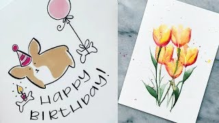 Простые рисунки которые может нарисовать каждый. Уроки рисование акварелью # 3 |  Lessons drawing.