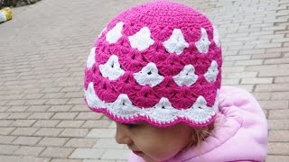 Шапка крючком для девочки #шапкакрючком #вязание #вязаниекрючком #детскаяшапка #шапкадлядевочки