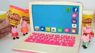 Pig George da Familia Peppa Massinha de Modelar Play-doh Fazendo computador!!! Em Portugues