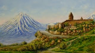 Горный пейзаж Армении маслом - How to draw mountains. Andrew Pugach