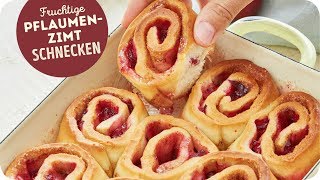 5 Zutaten Rezept: Pflaumen-Zimtschnecken / vegetarisch