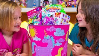 Fun Unicorn Easter Basket filled with Surprise Toys Toy Eggs Blind Bags for Girls Kinder Playtime