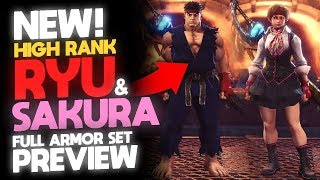 *RYU & SAKURA ARMOR SET PREVIEW!* New Street Fighter Crossover Items | Monster Hunter: World