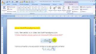 Ecuaciones algebraicas - como escribir ecuaciones en Microsoft Word