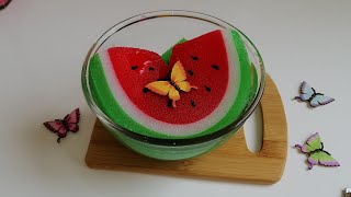 Watermelon Jelly Sponge Slime Cutting. ASMR RELAXING SATISFYING