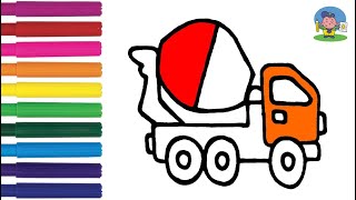 Как нарисовать МАШИНУ БЕТОНОМЕШАЛКУ | How to draw a concrete mixer | Coloring For Kids