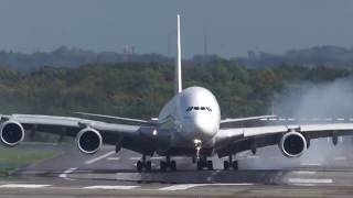 Посадка А-380 сильный ветер в Дюссельдорфе Düsseldorf 05102017