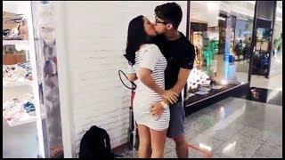 Indian shy girl kissing in public with his boyfriend prank..