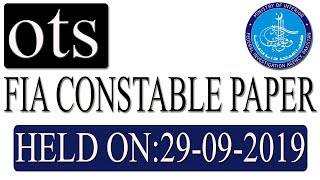 FIA PAST PAPER SOLVED HELD ON 29-09-2019