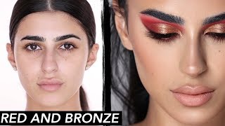Red and Bronze Makeup Tutorial  | Hindash