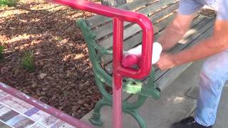 Painting a hand rail with a paint mitt?!!